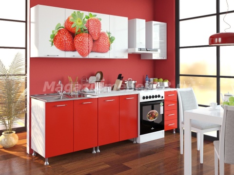 Кухонный Гарнитур Виктория Фотопечать ЛДСП 2м.