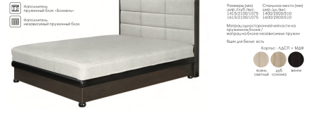 Кровать-Тахта Амалия №1 с Подъемным Механизмом и Матрасом с Ящиком для Хранения/Разные Цвета и Размеры 1400/1600 мм