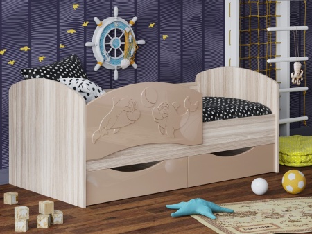 Детская Кровать Дельфин-3 МДФ с фасадом 3D/Разные Цвета